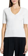 Theory V-Neck Rib Pointelle Sweater