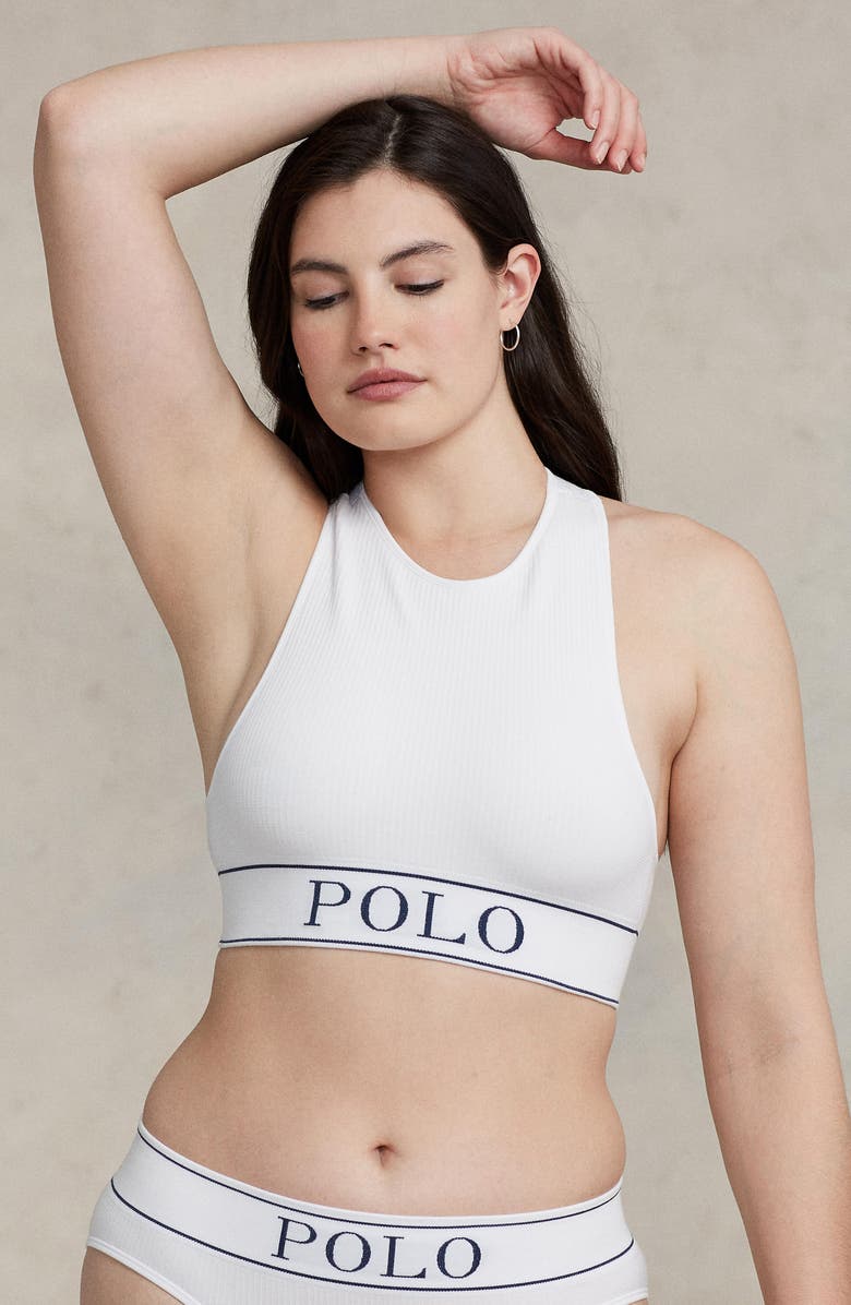 Polo Ralph Lauren Ribbed High Neck Bralette, Alternate, color,