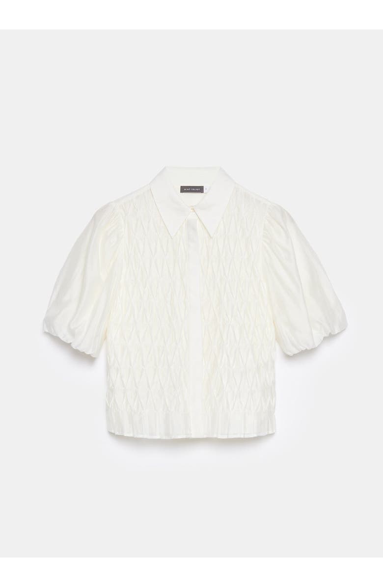 MINT VELVET Textured Puff Sleeve Button-Up Blouse, Alternate, color, Cream
