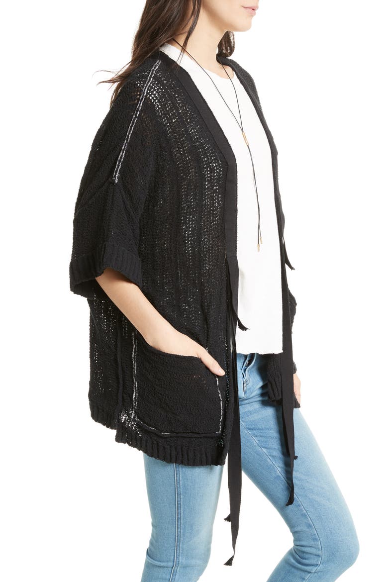 Beach Cardigan, Alternate, color, BLACK