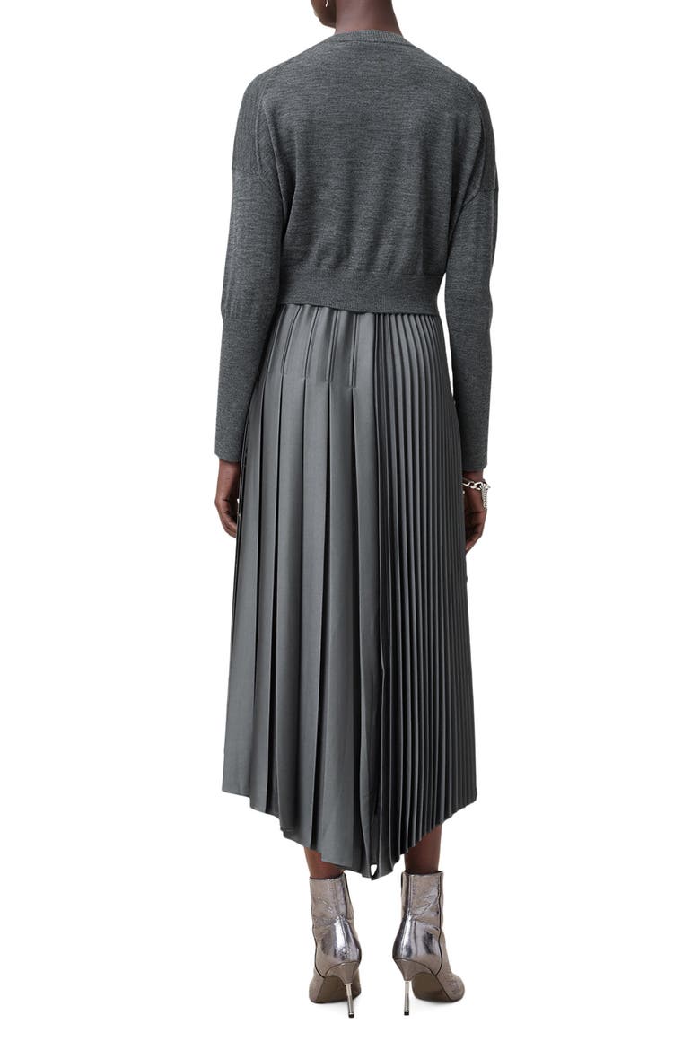 Adriana Asymmetric Pleated Dress and Sweater Set, Alternate, color, TURBULENCE GREY