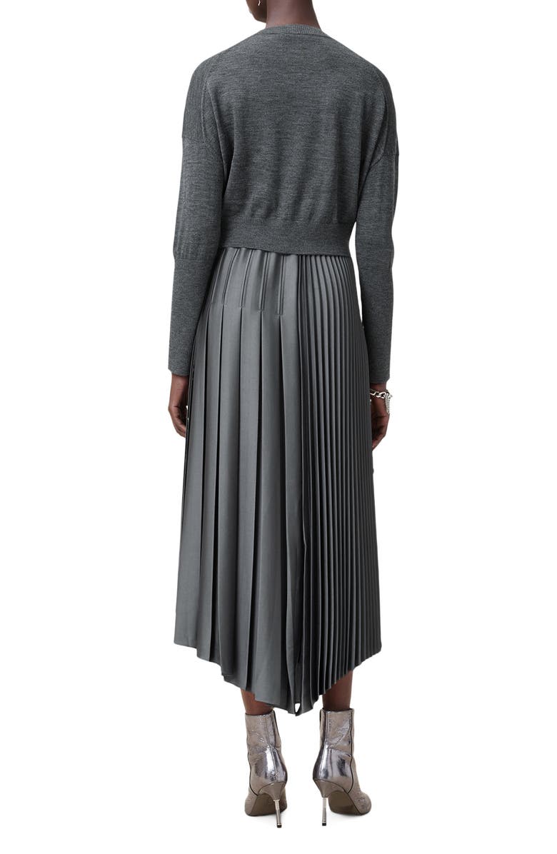 AllSaints Adriana Asymmetric Pleated Dress and Sweater Set, Alternate, color,