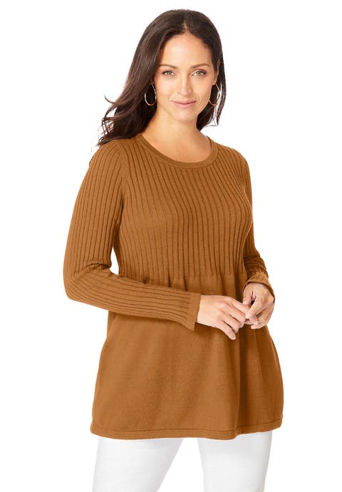 Ribbed Baby Doll Tunic Sweater (Plus Available)