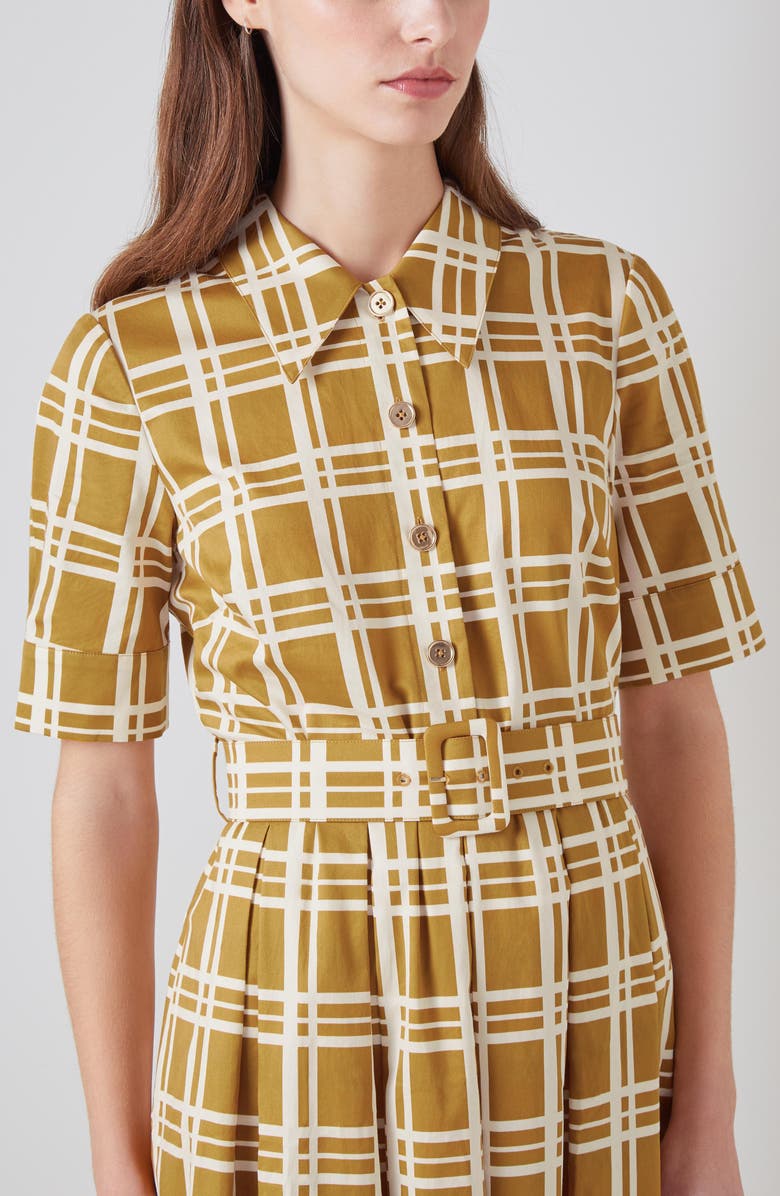 LK Bennett Dora Plaid Dip Dye Cotton Midi Shirtdress, Alternate, color, 