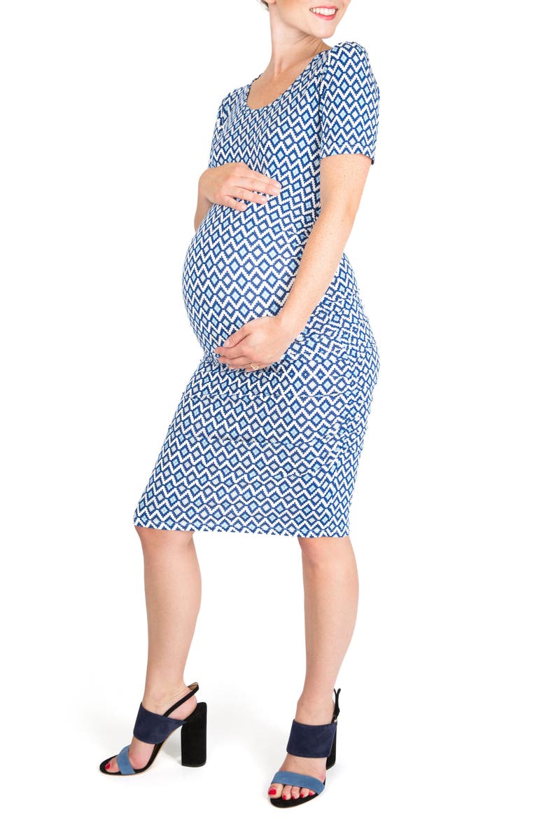 Hailey Maternity Dress, Main, color, BLUE GEO