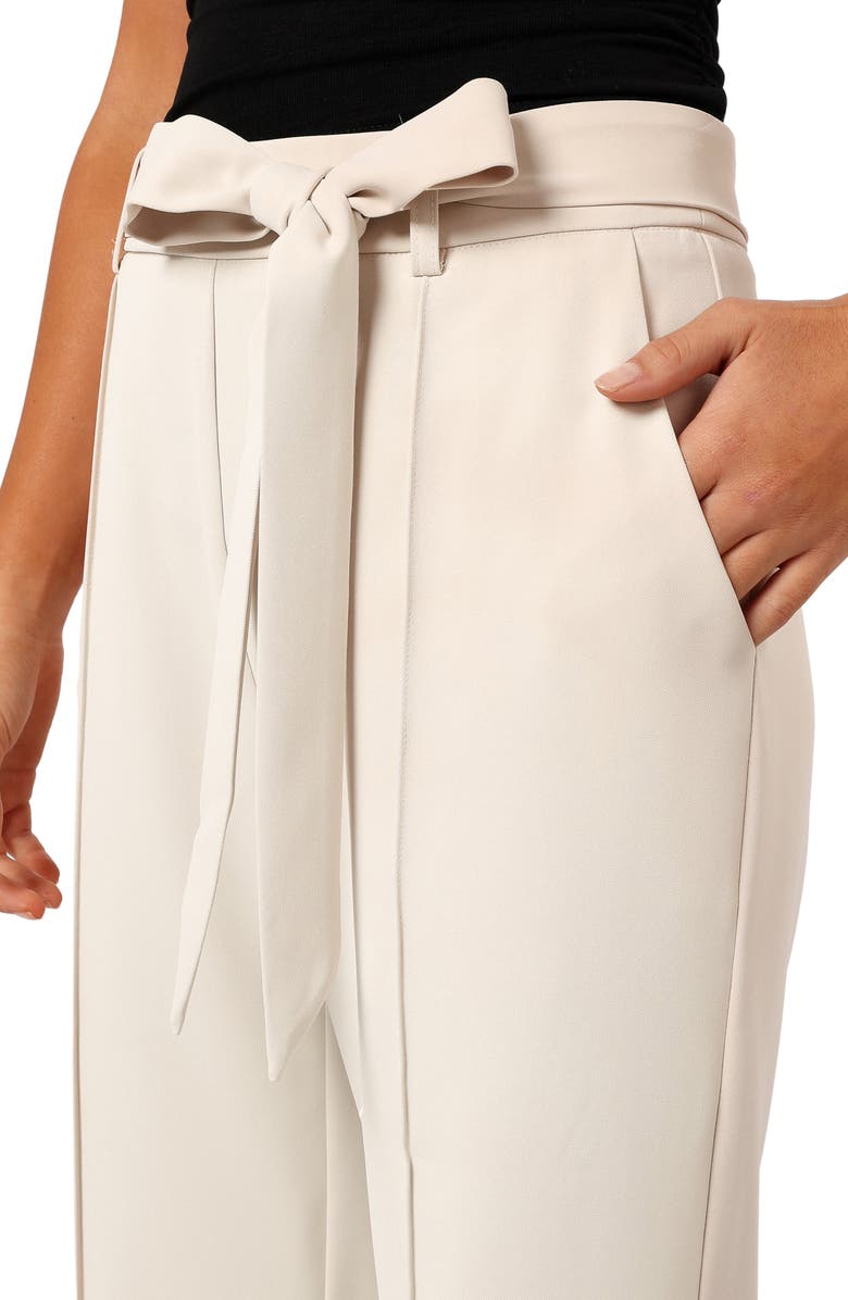 Petal & Pup Averie Tie Waist Straight Leg Pants, Alternate, color, Beige