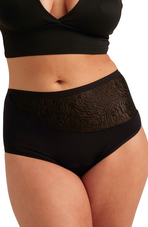 Period & Leakproof Heavy Absorbency Lace Panel High Waist Briefs