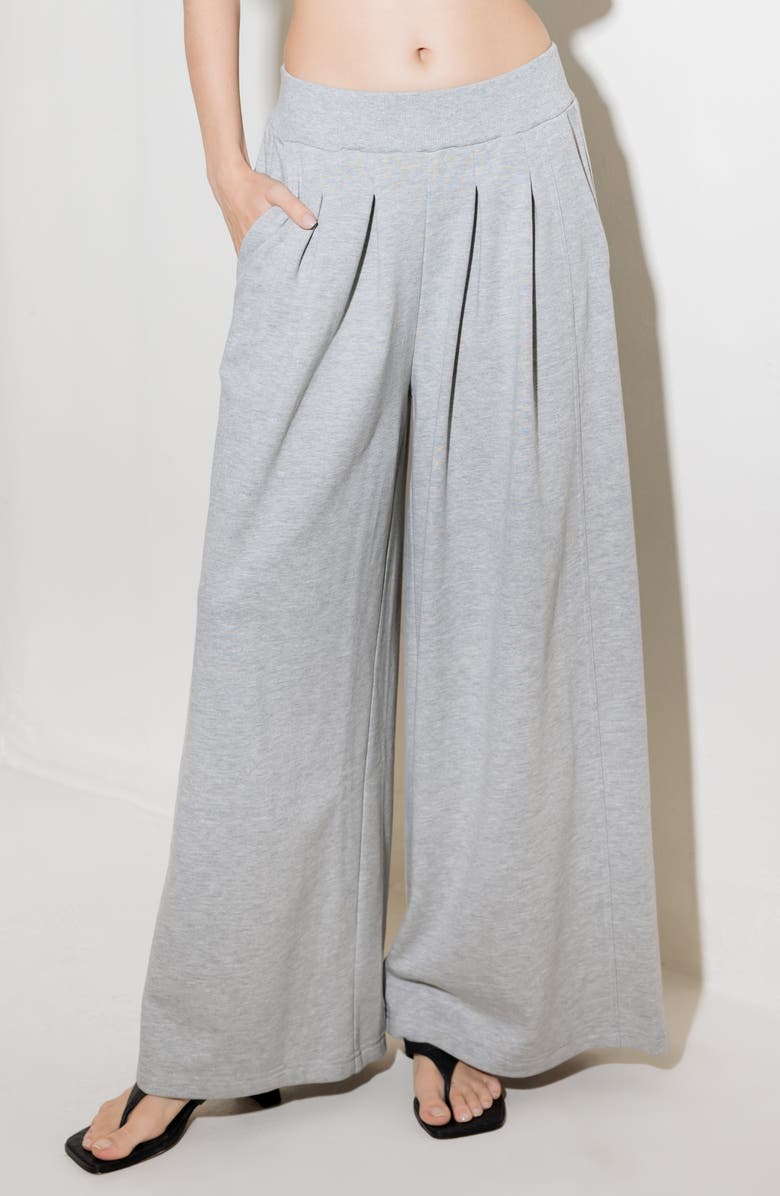 FREEMARKET Knit Peplum Tank & Wide Leg Pants Set, Alternate, color, Grey