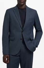 MANGO London Regular Fit Navy Blazer