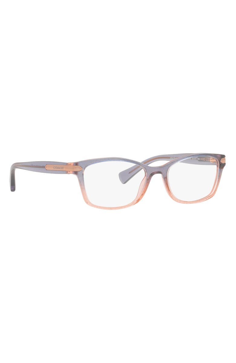 COACH 51mm Rectangular Optical Glasses, Alternate, color, Violet Peach / Demo Lens