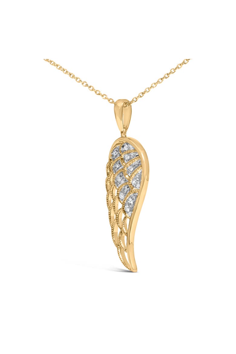 Gold Vermeil Diamond Accent Angel Wing Pendant Necklace, Alternate, color, Silver