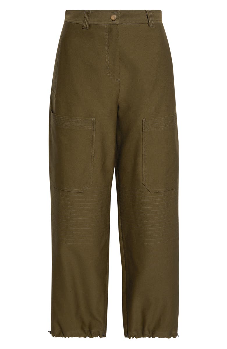 Max Mara Dorni Stretch Cotton Twill Utility Pants, Alternate, color, Khaki Green