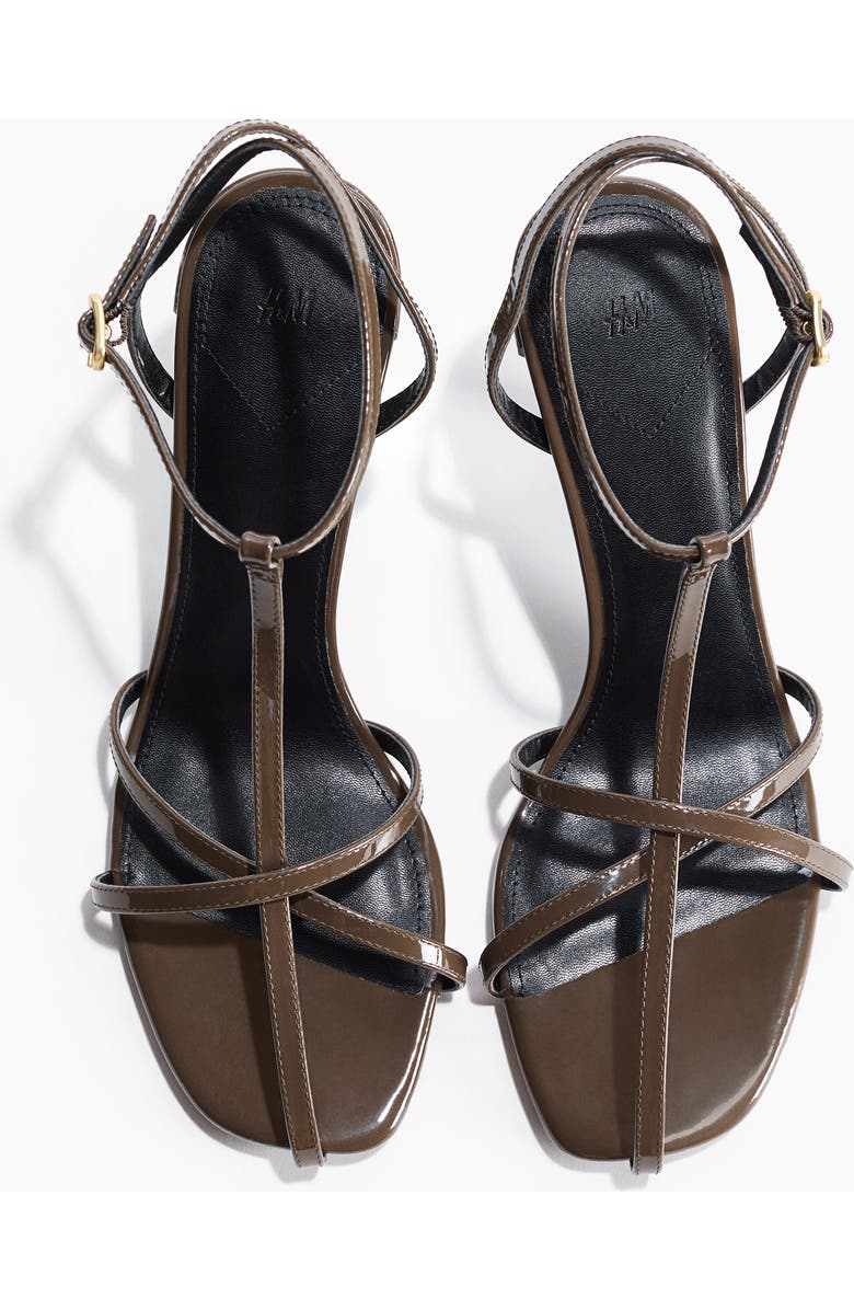 H&M Heeled strappy sandals, Alternate, color, Dark Khaki Green