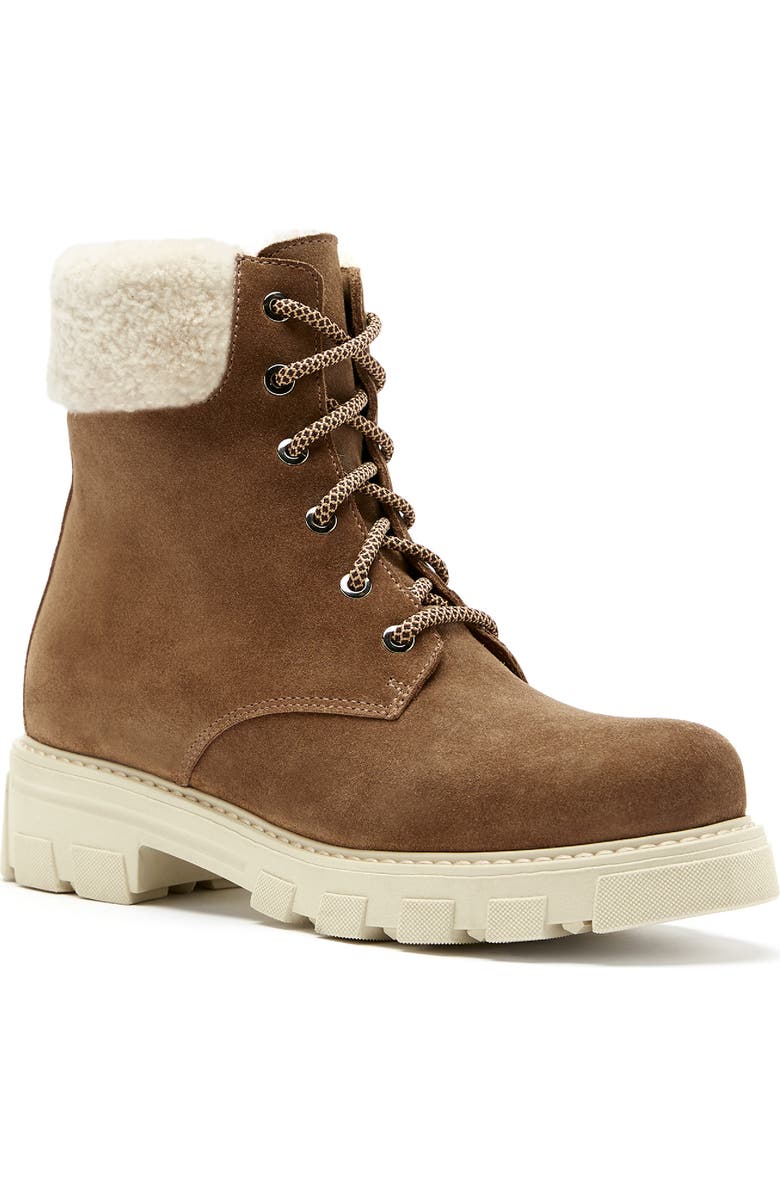 La Canadienne Andy Waterproof Genuine Shearling Winter Boot, Main, color, Walnut Suede
