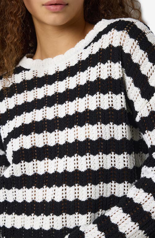 Shop Noisy May Laika Open Stitch Sweater In Birch Stripes Black