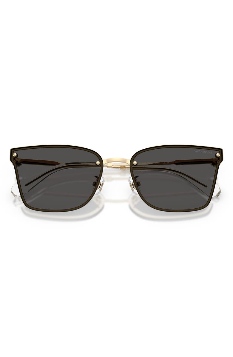 Swarovski 62mm Irregular Sunglasses, Alternate, color, Pale Gold/ Dark Grey