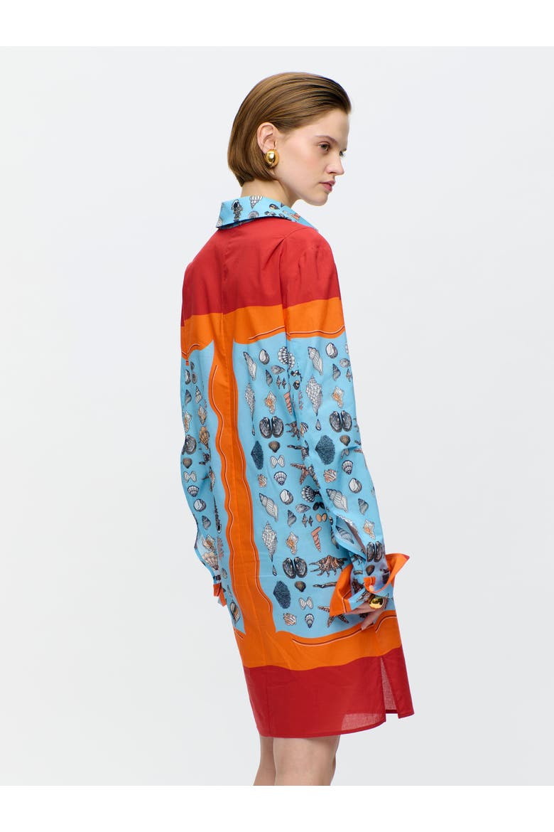 Charisse Printed shirt dress, Alternate, color, Orange / Blue