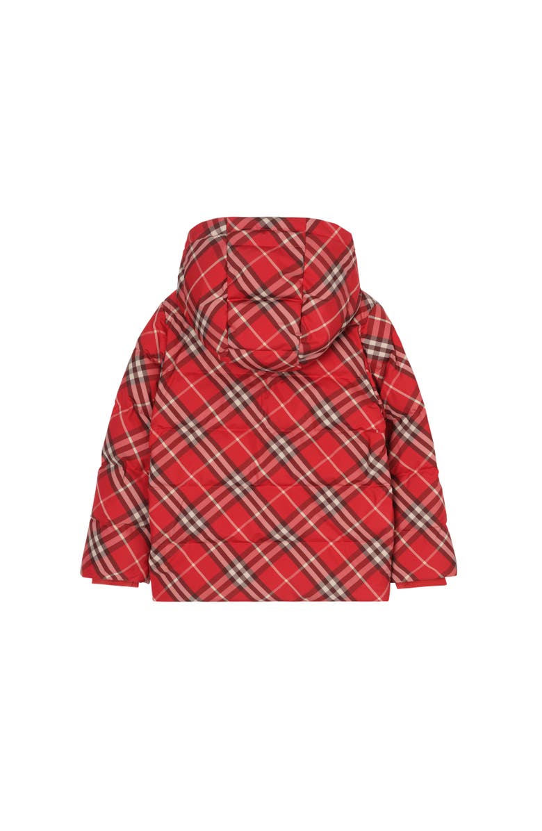 Burberry Check Hooded Puffer Coat, Alternate, color, Crayon Red