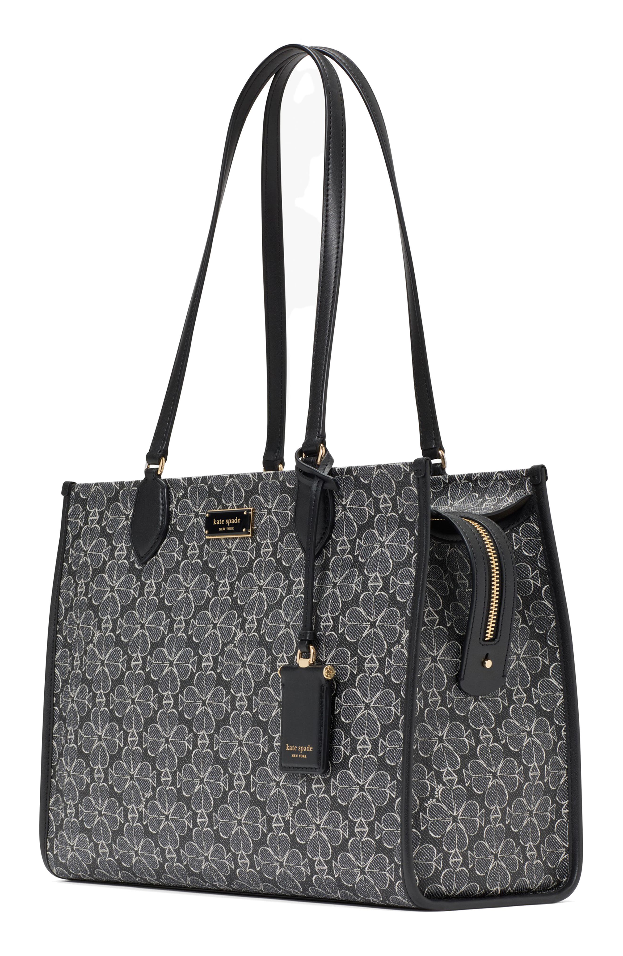 large spade floral coated canvas tote, Alternate, color, BLACK MULTI