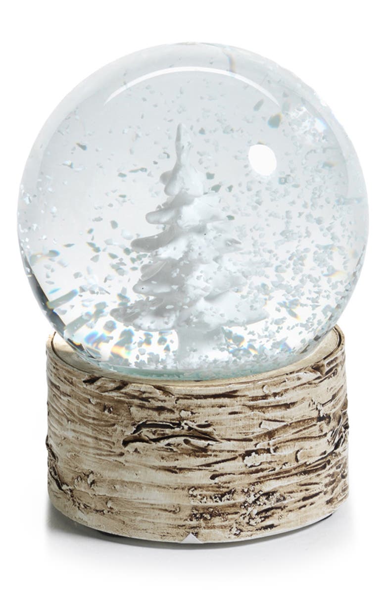 Zodax Set of 2 White Tree Snow Globes, Main, color, White/ Beige