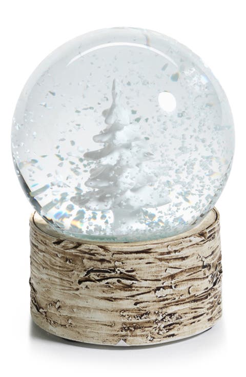 Set of 2 White Tree Snow Globes