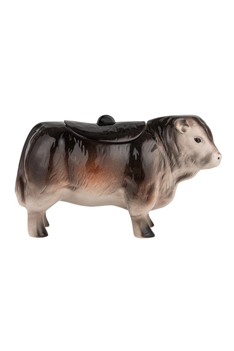 Vintage Ceramic Cow Shaped Cookie Jar, Alternate, color, Brown