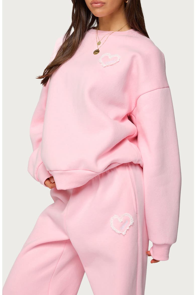 Love Logo Oversized Sweatshirt, Alternate, color, LIGHT-PINK