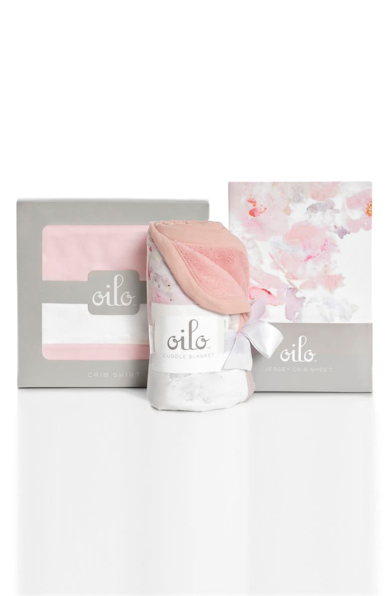 Oilo Prim Cuddle Blanket, Crib Skirt & Crib Sheet Set, Main, color, 