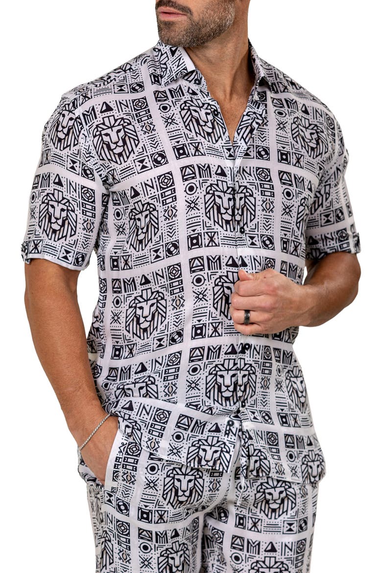 Galileo Marthy Short Sleeve Button-Up Shirt, Alternate, color, WHITE