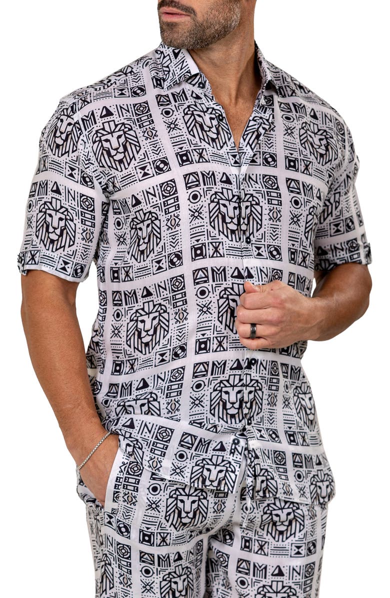 Maceoo Galileo Marthy Short Sleeve Button-Up Shirt, Alternate, color, 