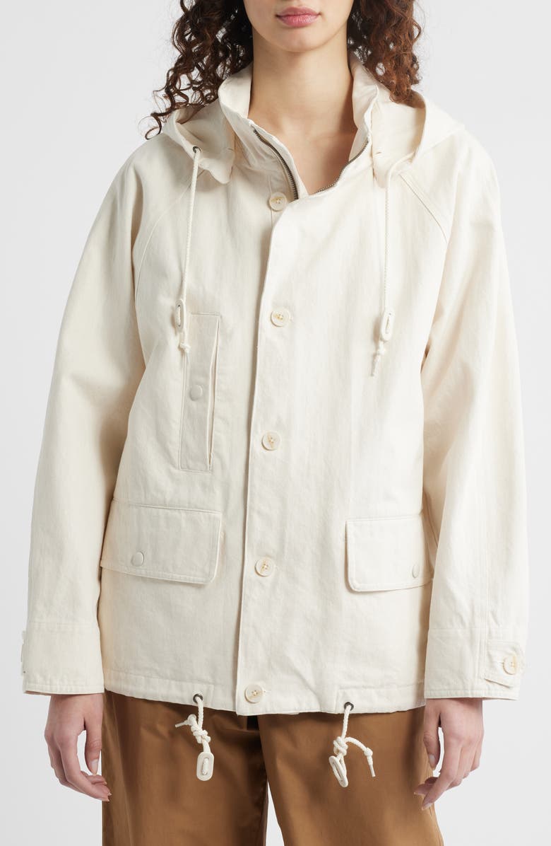Wyeth Cotton Twill Hooded Jacket, Alternate, color, Cream