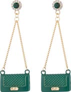 EYE CANDY LOS ANGELES Green Purse CZ Crystal Drop Earrings
