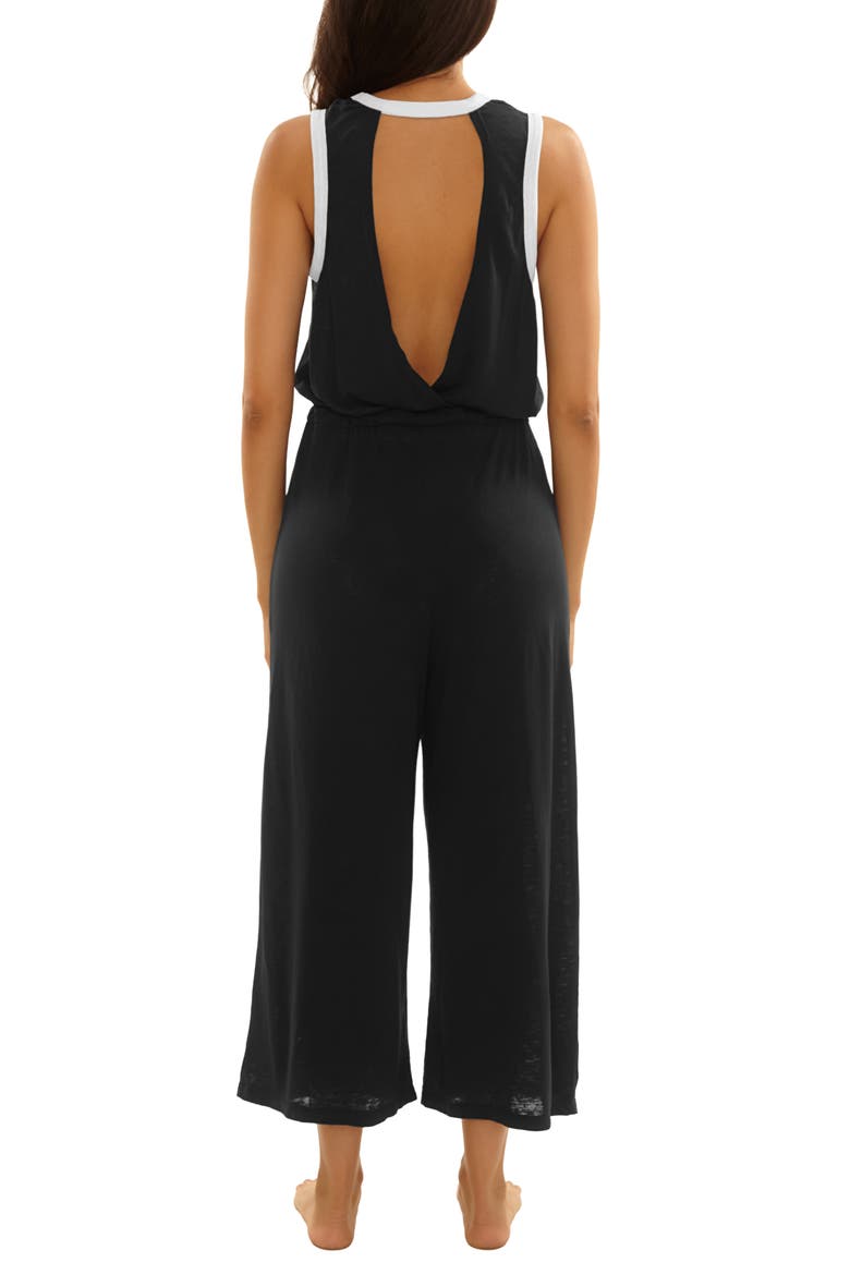 Beach Date Cotton Slub Cover-Up Jumpsuit, Alternate, color, BLACK