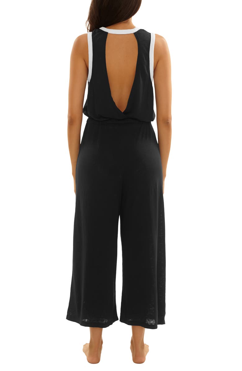 Becca Beach Date Cotton Slub Cover-Up Jumpsuit, Alternate, color, Black