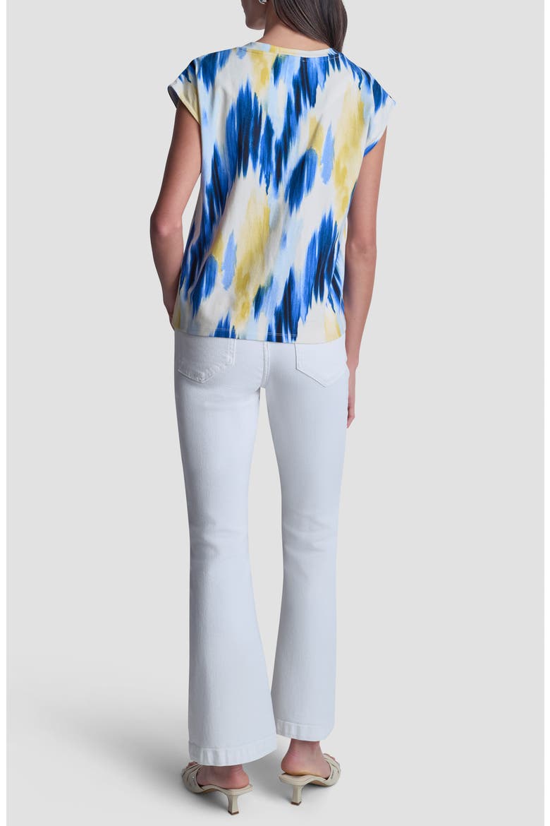 Abstract Print Side Tie Stretch Cotton Top, Alternate, color, SUNLIT SHORELINE