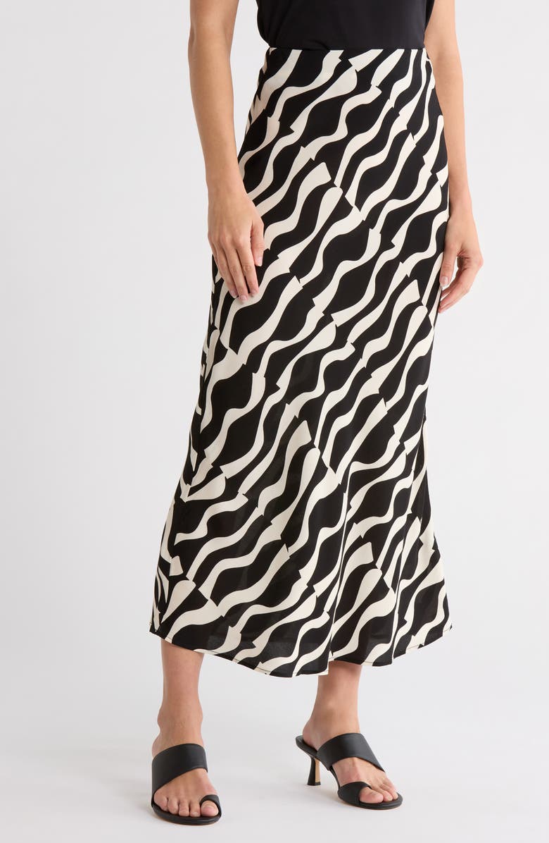 Muse Bias-Cut Maxi Skirt, Main, color, Ecru/ Black Waves