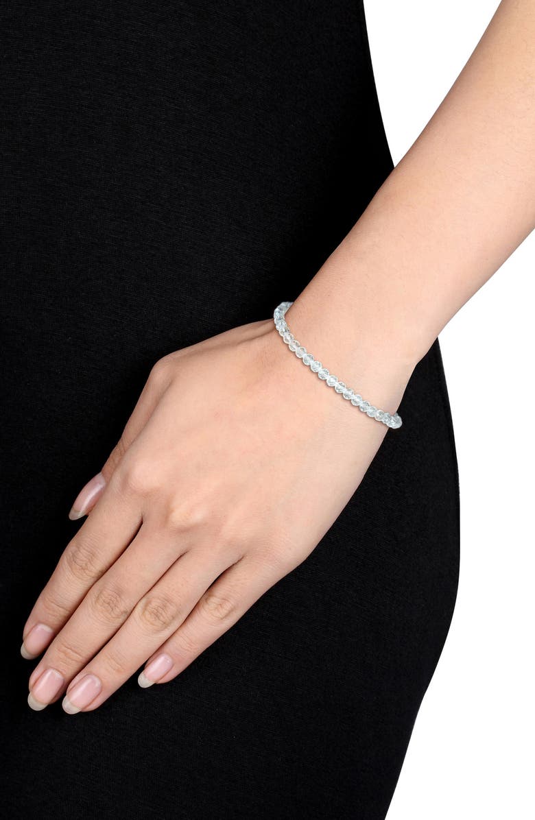 DELMAR White Topaz Beaded Necklace & Bracelet Set, Alternate, color, White