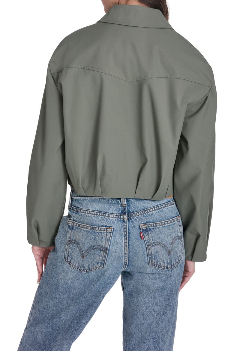 Crop Bubble Hem Bomber Jacket, Alternate, color, SAGE