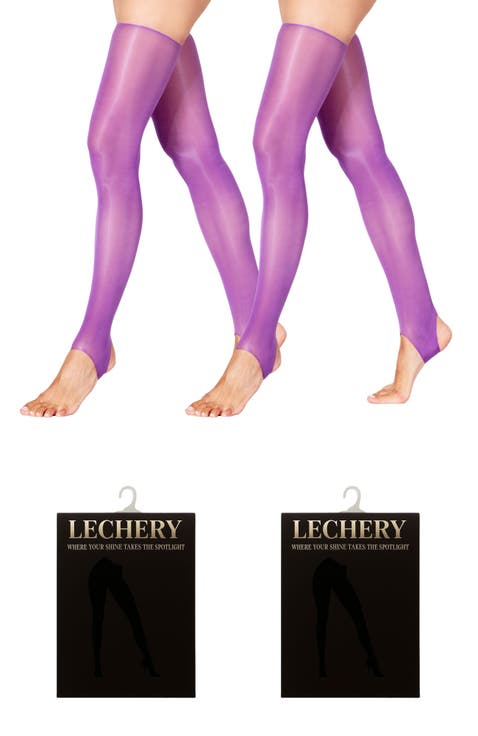 2 Pairs of Glossy Stirrup Thigh Highs
