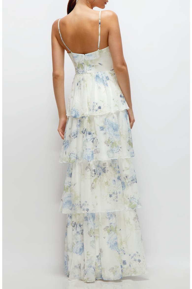 Bustier Evening Gown, Alternate, color, BLEU GARDEN PRINT