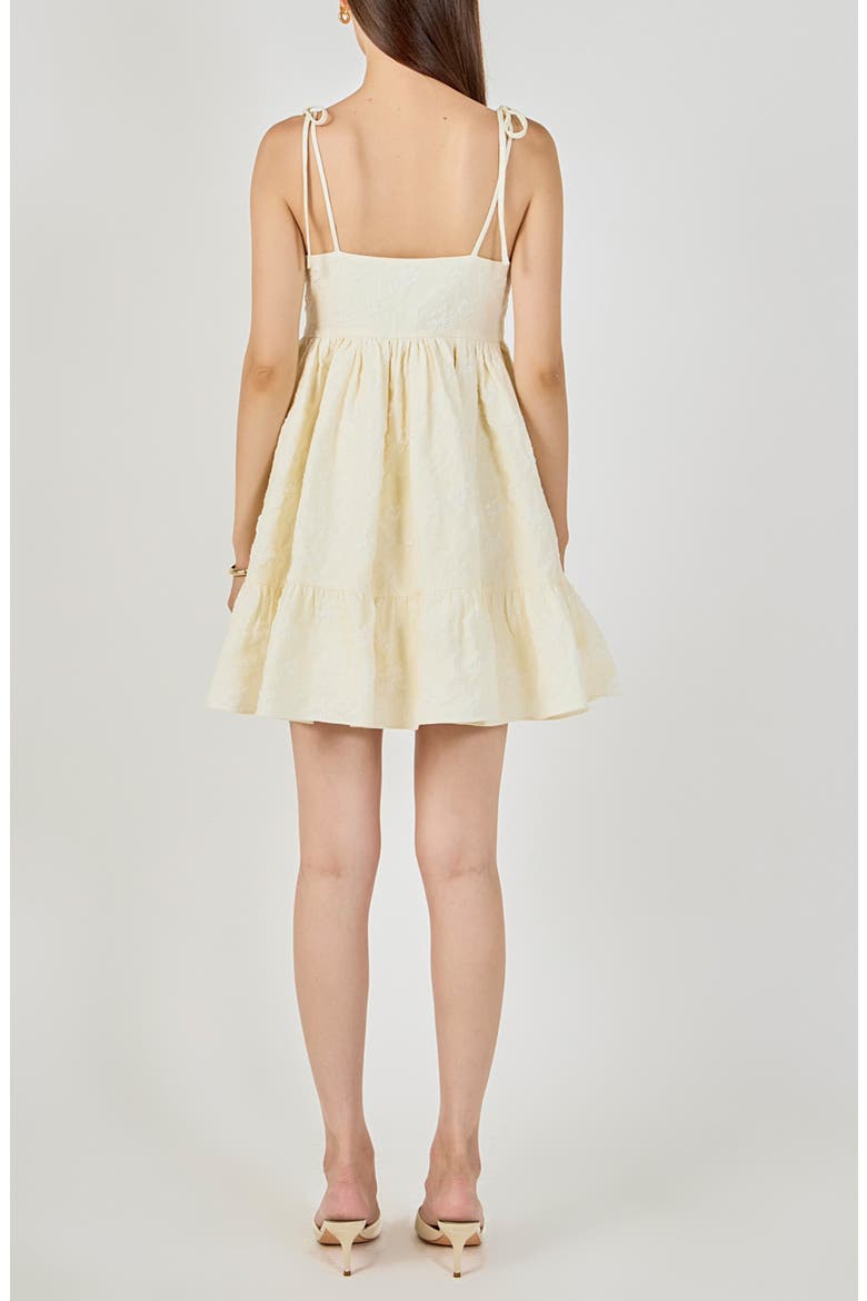 Floral Jacquard Babydoll Minidress, Alternate, color, CREAM