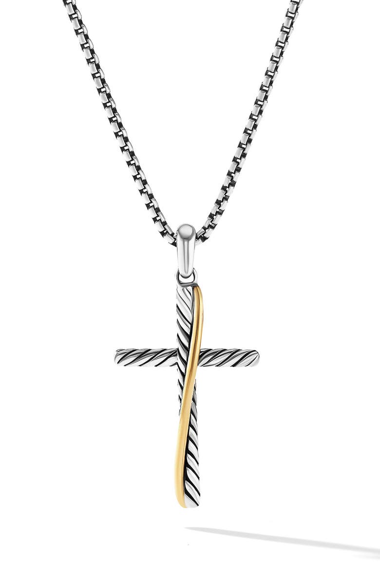 David Yurman Crossover Cross Pendant with 18K Yellow Gold, Main, color,