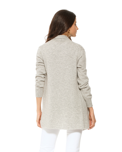 Monticelli Cashmere Long Open Front Pure Cashmere Cardigan In Gray
