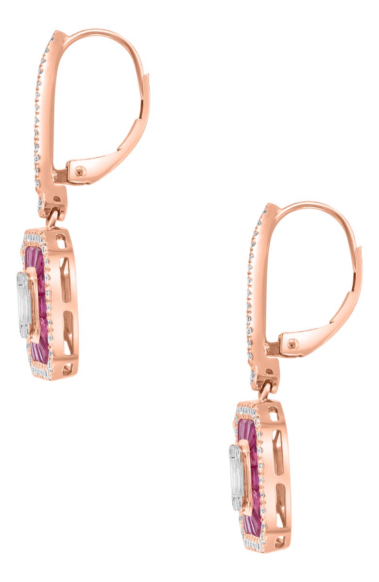 EFFY 14K Rose Gold Diamond Ruby Drop Earrings - 0.9ct., Alternate, color, 