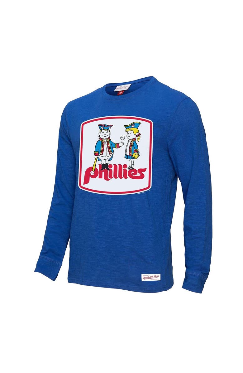 Mitchell & Ness Men's Royal Philadelphia Phillies Mitchell & Ness Vintage Logo Slub Long Sleeve T-Shirt, Alternate, color, 