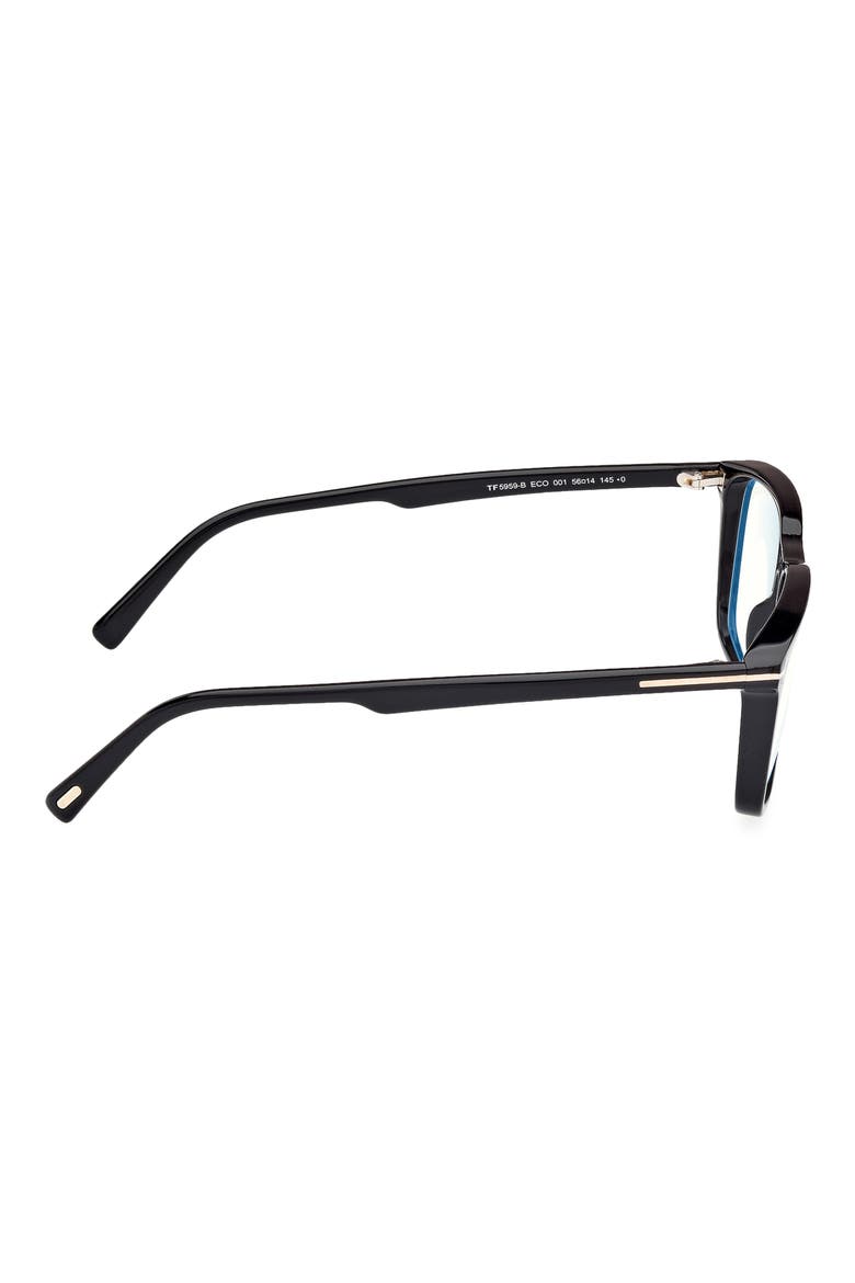 56mm Square Blue Light Blocking Glasses, Alternate, color, BLACK ECO / T LOGO