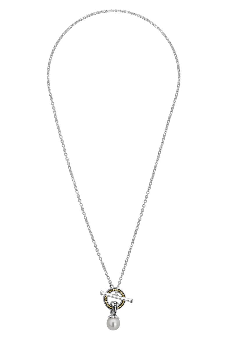 Luna Pearl Toggle Pendant Necklace, Alternate, color, SILVER/ PEARL