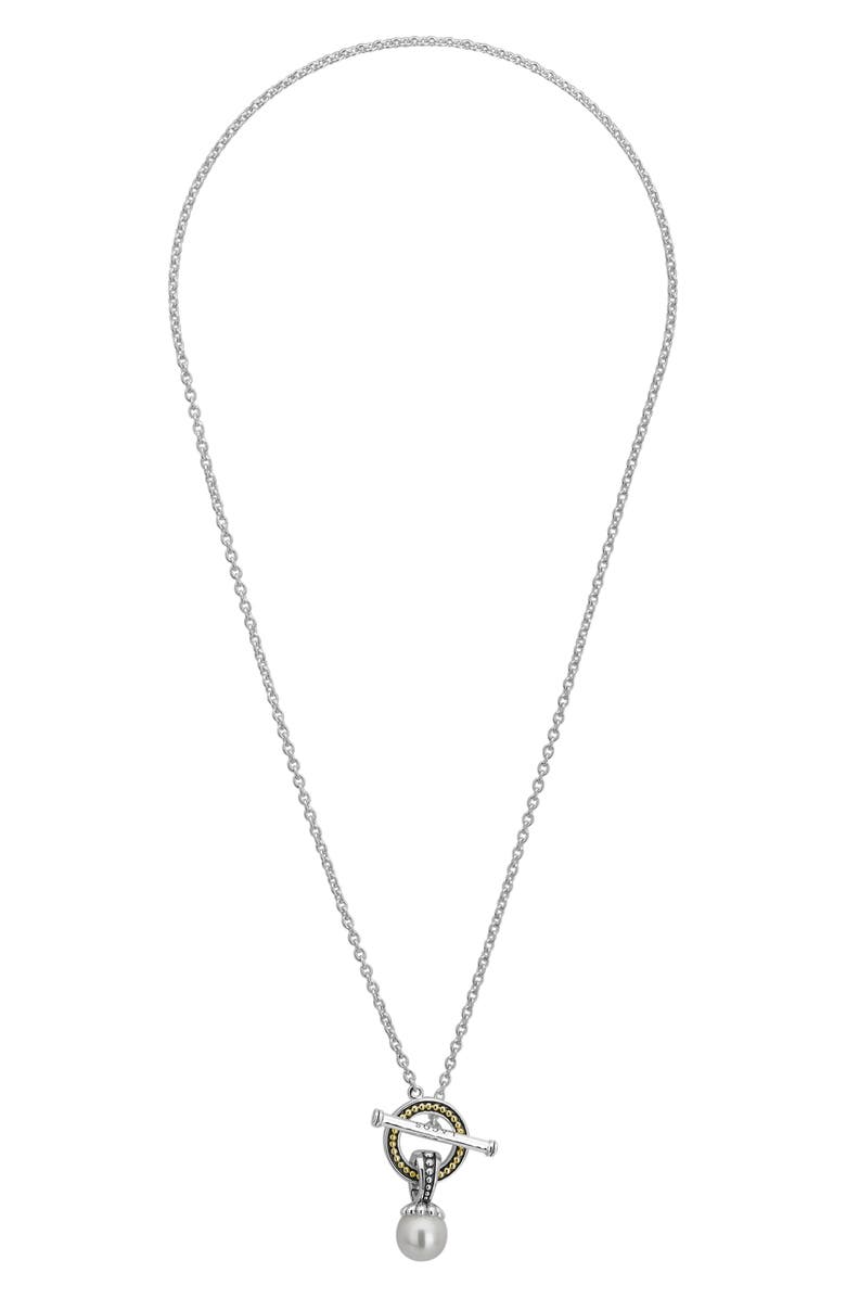 LAGOS Luna Pearl Toggle Pendant Necklace, Alternate, color, Silver/ Pearl