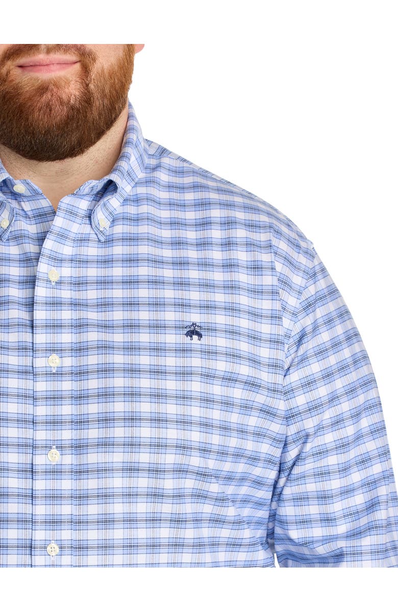Brooks Brothers Big & Tall Non-Iron Check Sport Shirt V2, Alternate, color, Blue Gray White