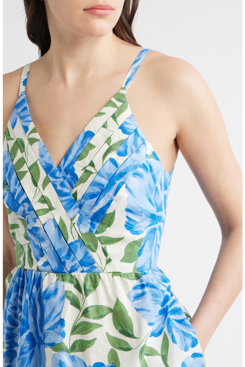 Floral Cotton Midi Dress, Alternate, color, DEEP MARINE